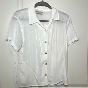 White UO button up short sleeve blouse- Medium